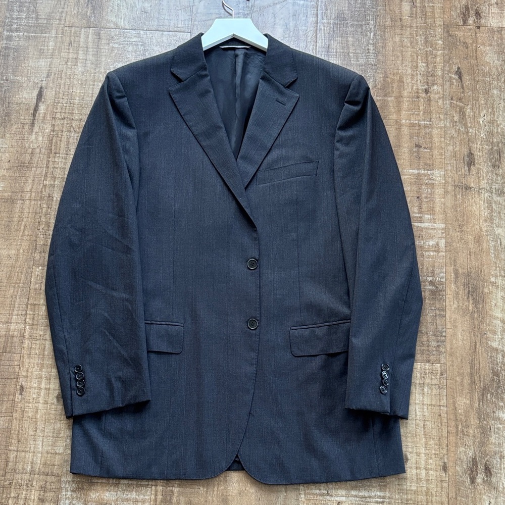 CANALI Check Wool Single Breasted Blazer in Charcoal